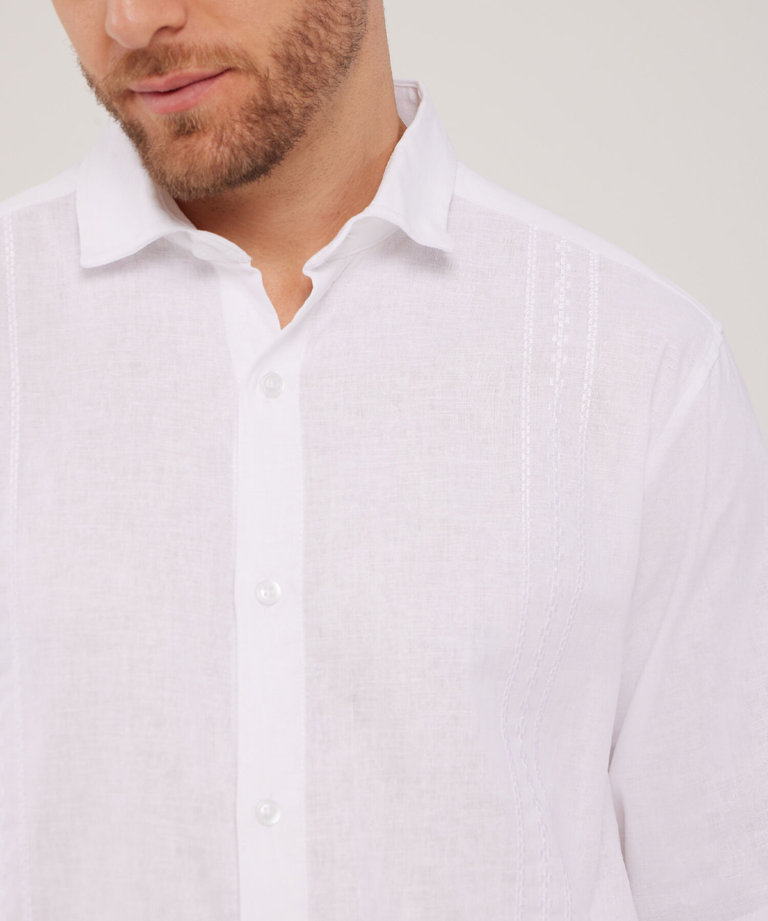 Camisa Guayabera Manga Larga Con Bordado Cuello Casual Max