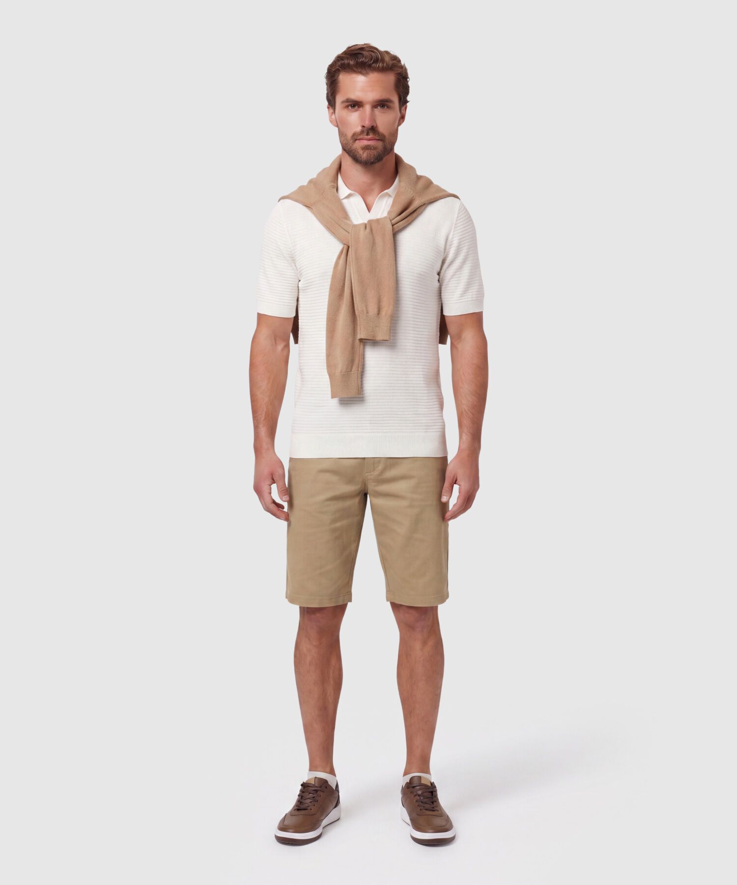 Polo Tejido Con Cuello Abierto Para Hombre