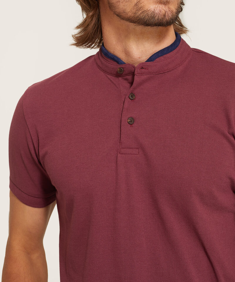 Polo Unicolor Cuello Mao Para Hombre