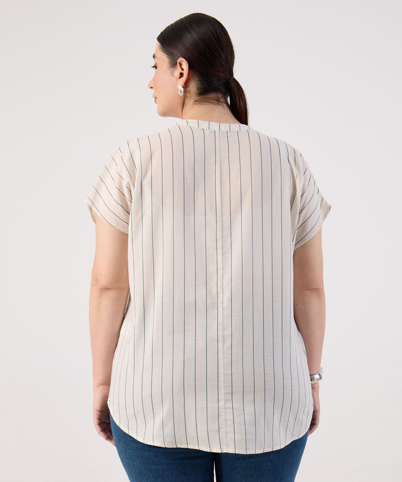 Blusa A Rayas Cuello Mao