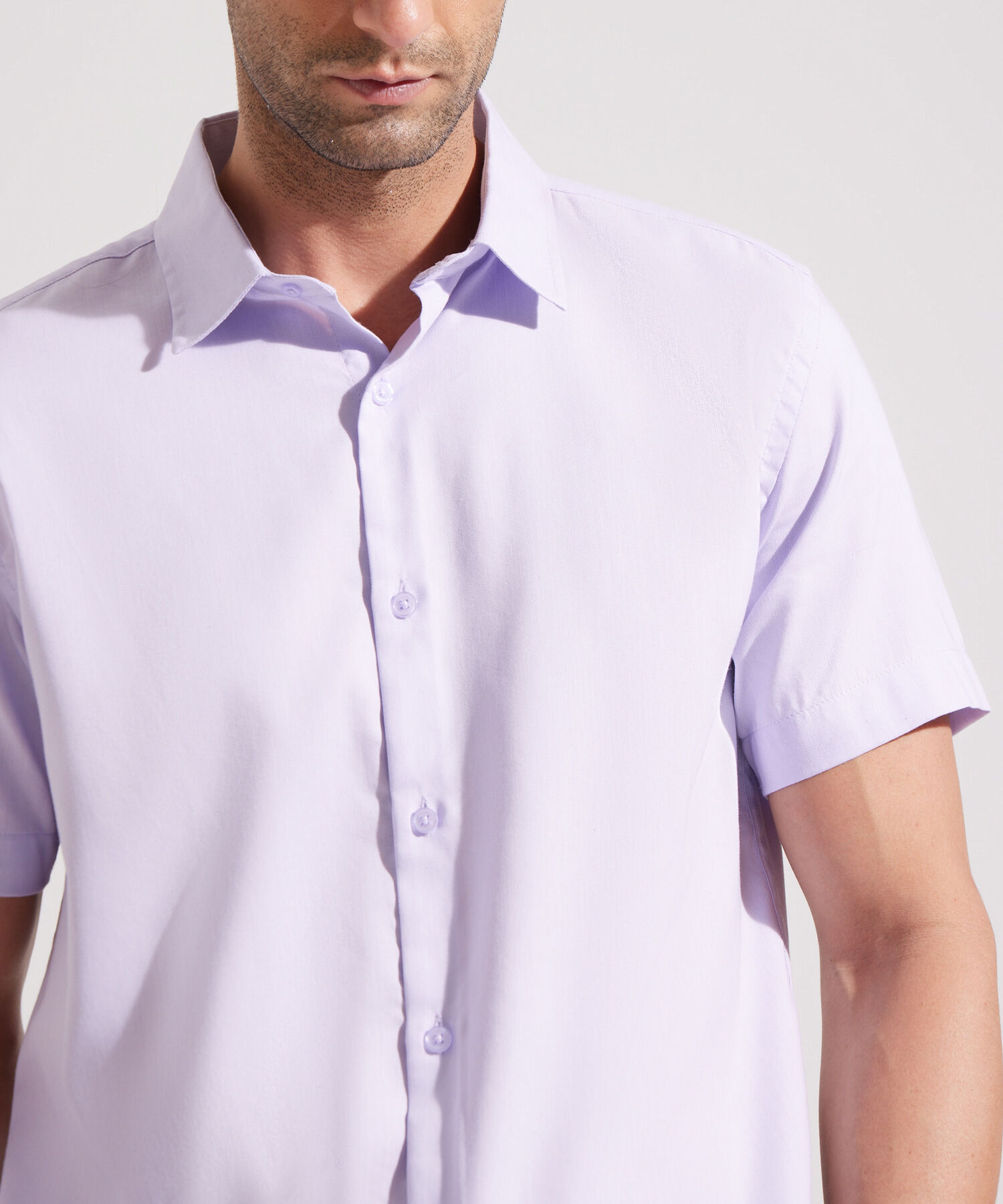 Camisa Manga Corta Preteñida Cuello Formal Corto Slim Fit