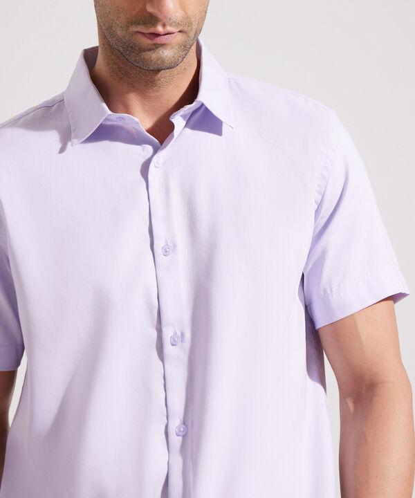 Camisa Manga Corta Preteñida Cuello Formal Corto Slim Fit