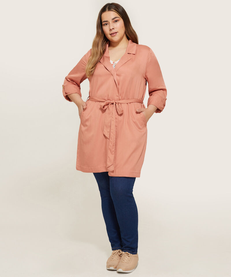 Chaqueta Larga Tipo Trench Para Mujer Curvy