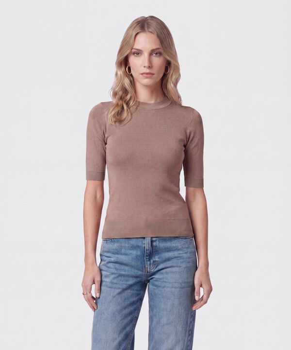 Camiseta De Punto Cuello Redondo Mujer image number null