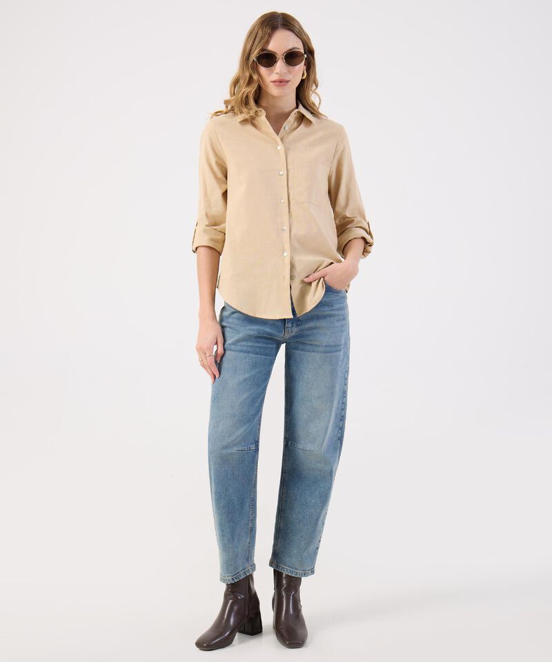 Camisa Dama Azul Claro Manga 3/4 Versátil