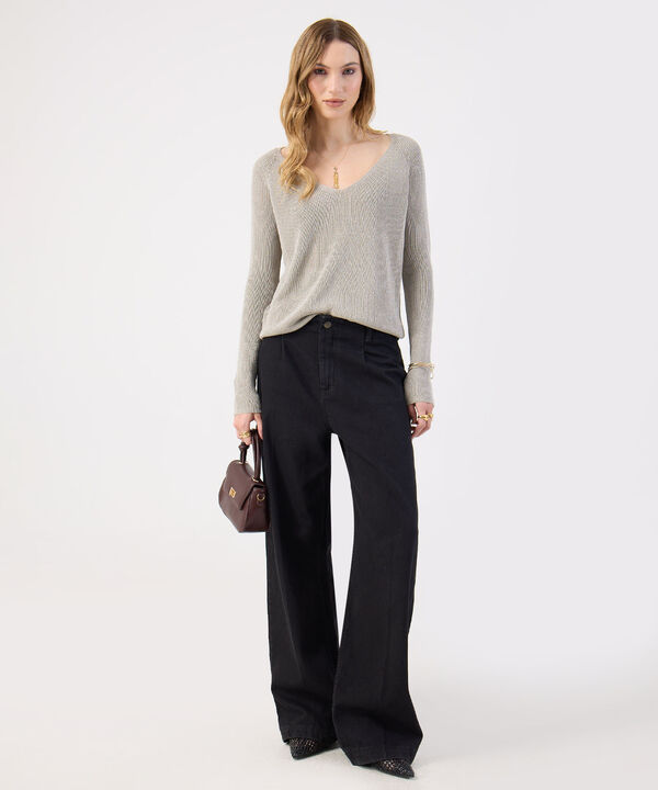 Saco Fino Tejido Cuello V Elegante Para Mujer image number null