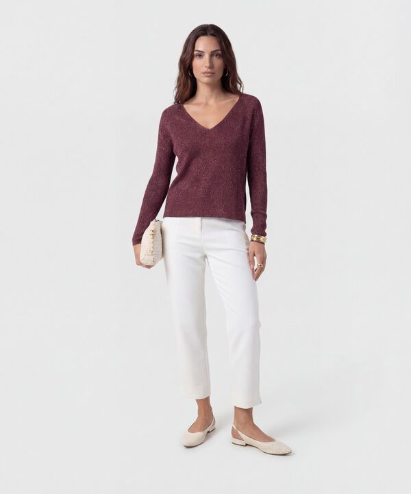 Saco De Punto Cuello En V Mujer