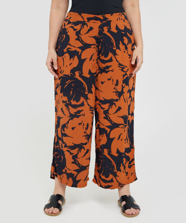 Pantalón Capri Estampado, Cintura Elástica Con Bolsillos Laterales