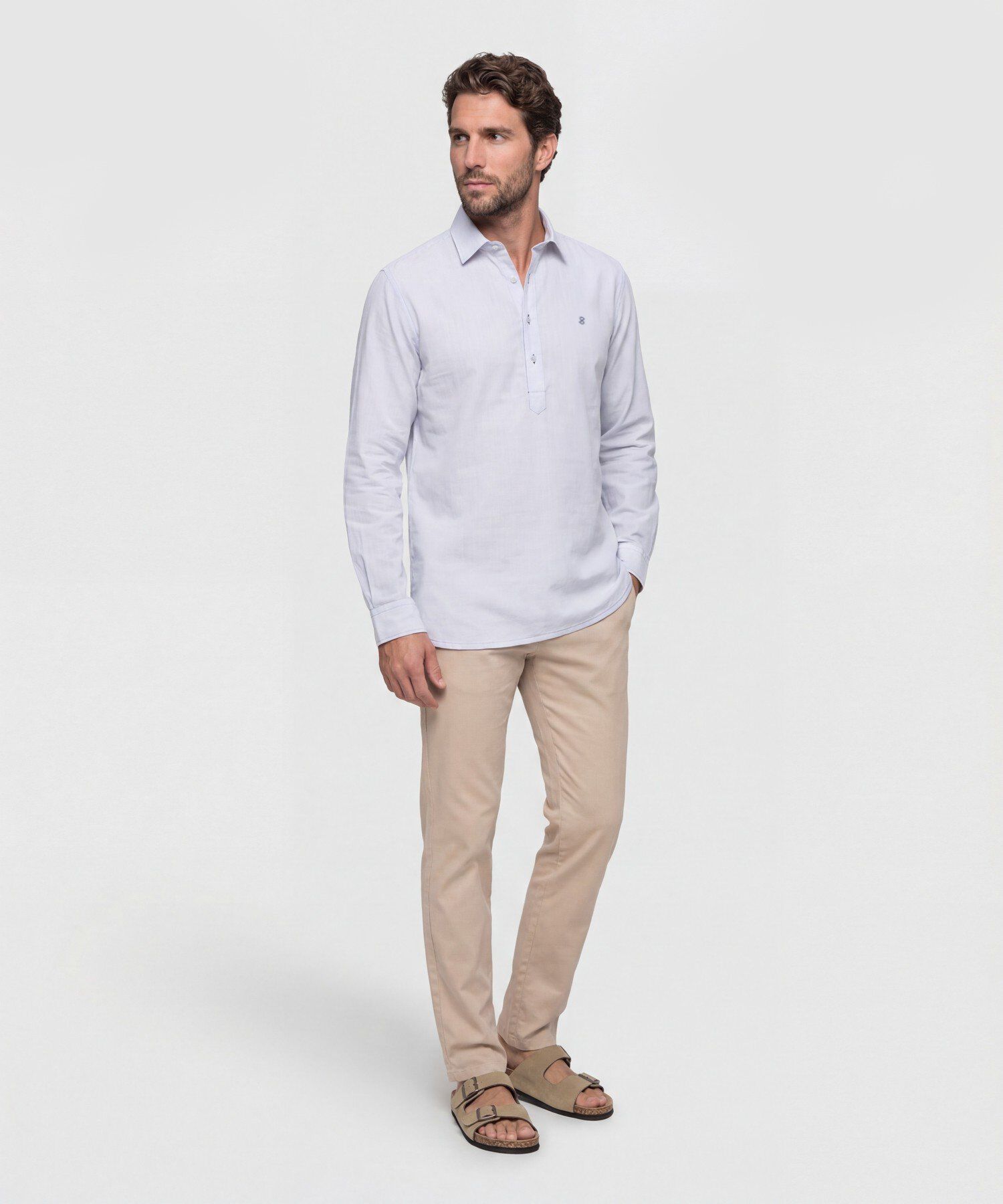 Camisa De Rayas Con Pechera Para Hombre