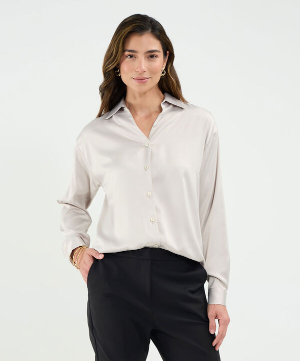 Camisa Satinada Manga Larga image number null
