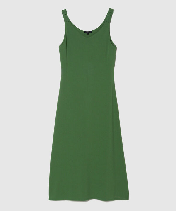 Vestido Lencero Unicolor Con Elástico En Tira