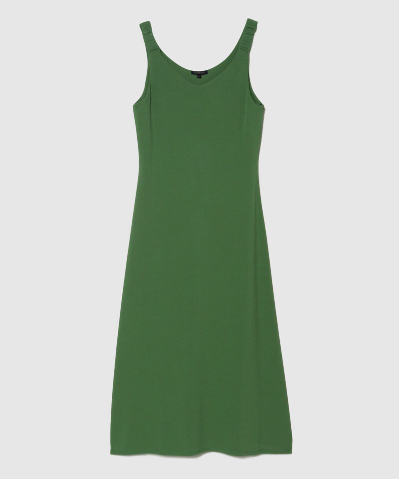 Vestido Lencero Unicolor Con Elástico En Tira
