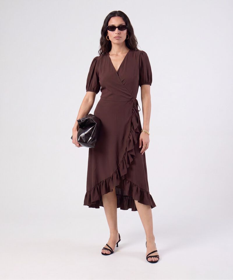 Vestido Cruzado Con Volantes Para Mujer