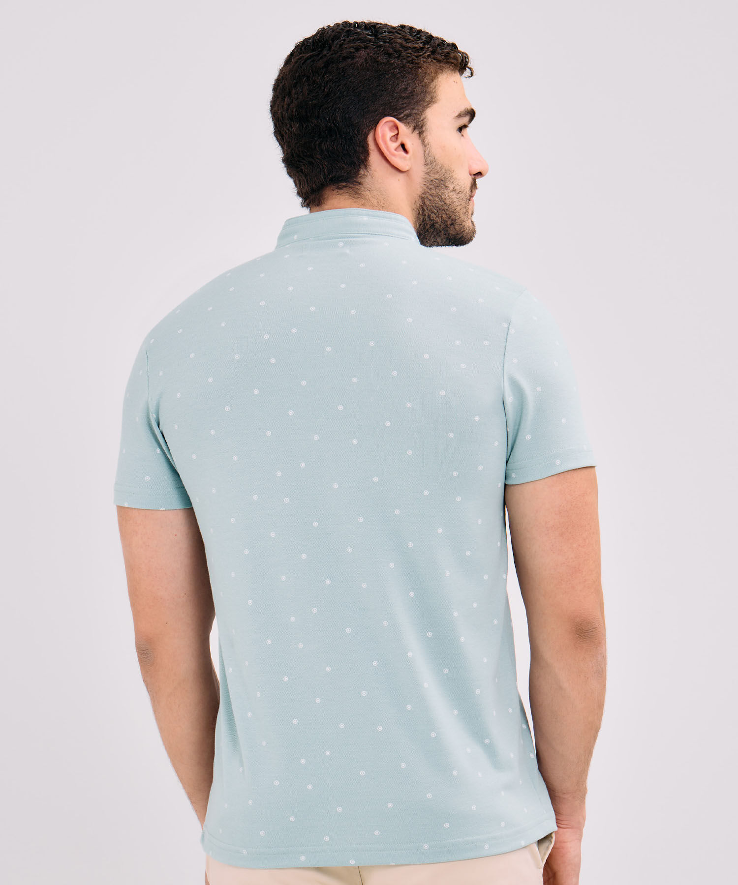 Polo Estampada, Cuello Mao Sin Bolsillo