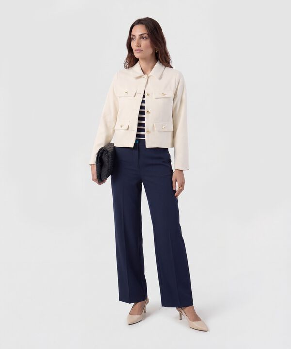 Pantal&oacute;n Unicolor Con Pinzas Para Mujer