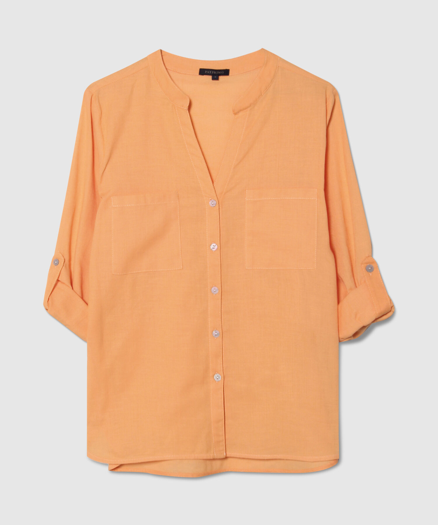 Blusa  Manga Larga Con Bolsillo Unicolor