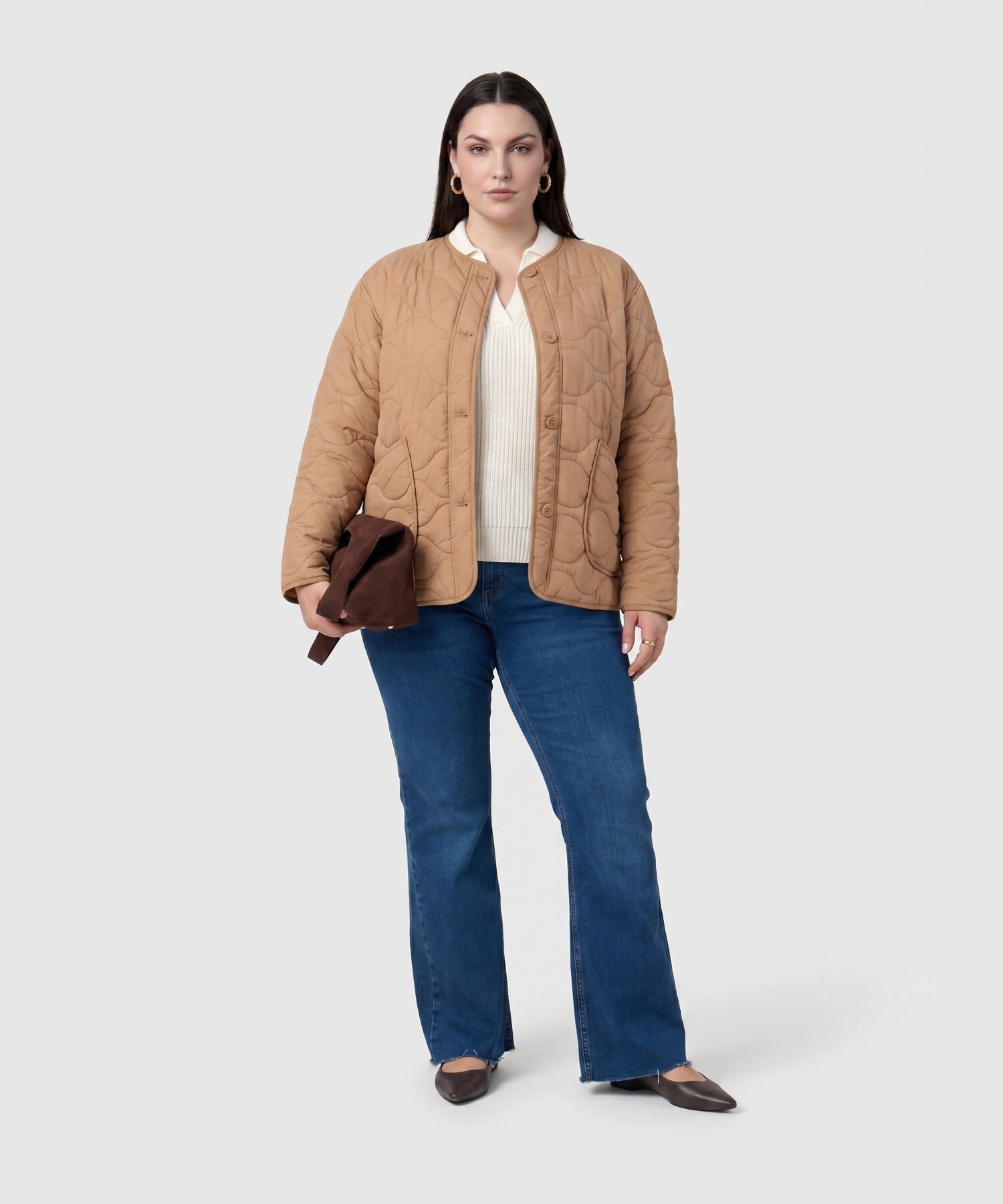 Su&eacute;ter De Punto Con Cuello Tipo Polo Para Mujer Curvy