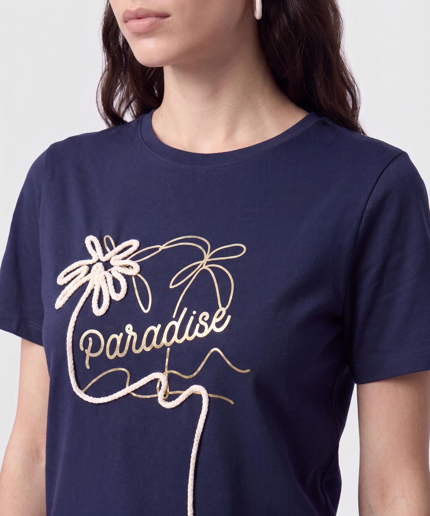Camiseta Estampada de Cuello Redondo Para Mujer