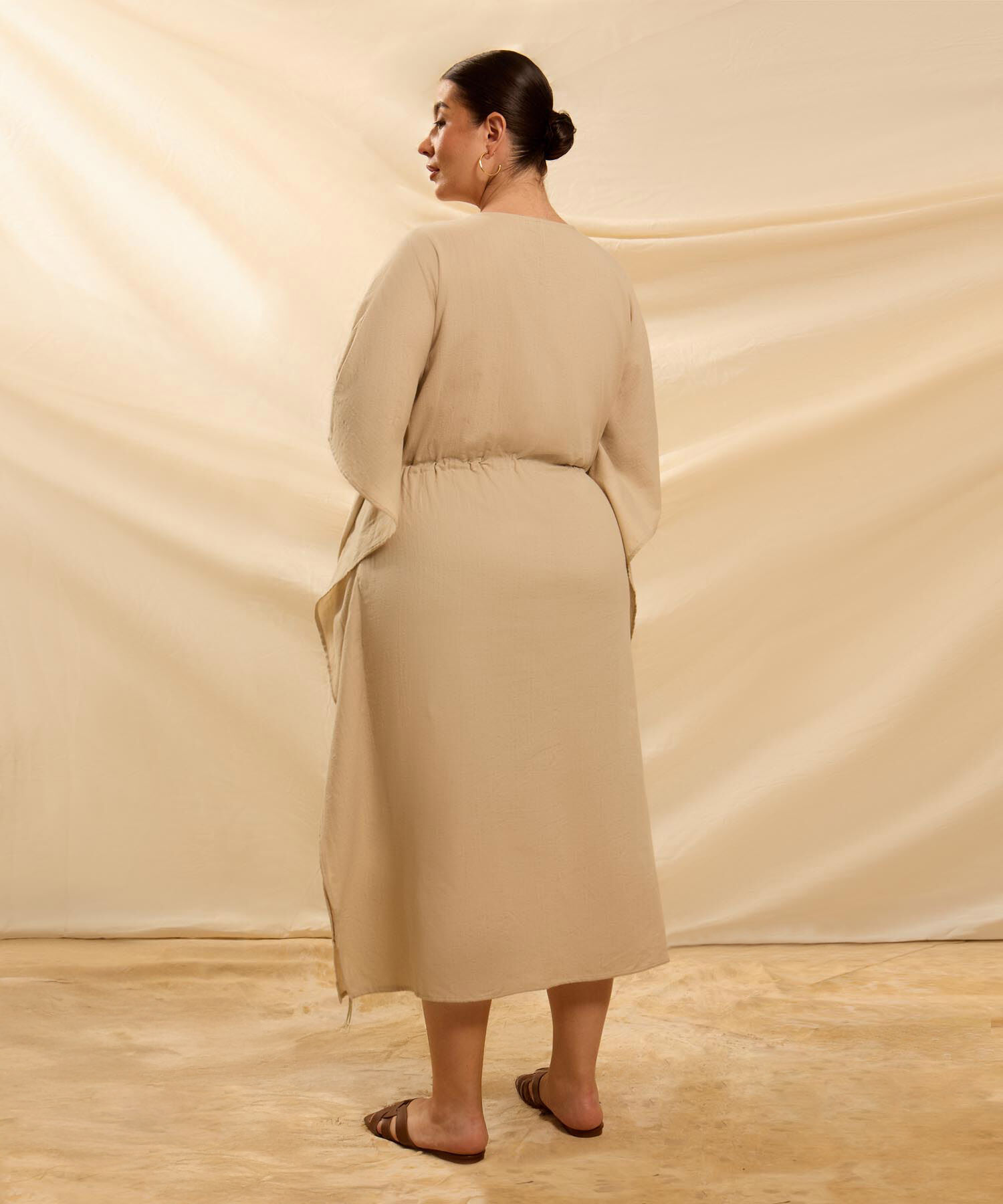 Vestido Kaftan con Bordado y Jareta Para Mujer Curvy