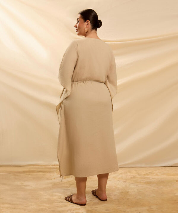 Vestido Kaftan con Bordado y Jareta Para Mujer Curvy