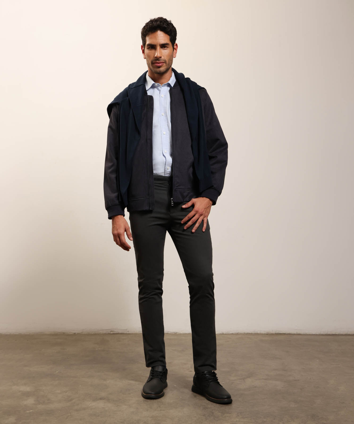 Chaqueta Bomber de Tela Lisa para Hombre Casual