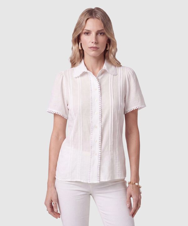 Camisa Manga Corta Con Detalle Mujer image number null
