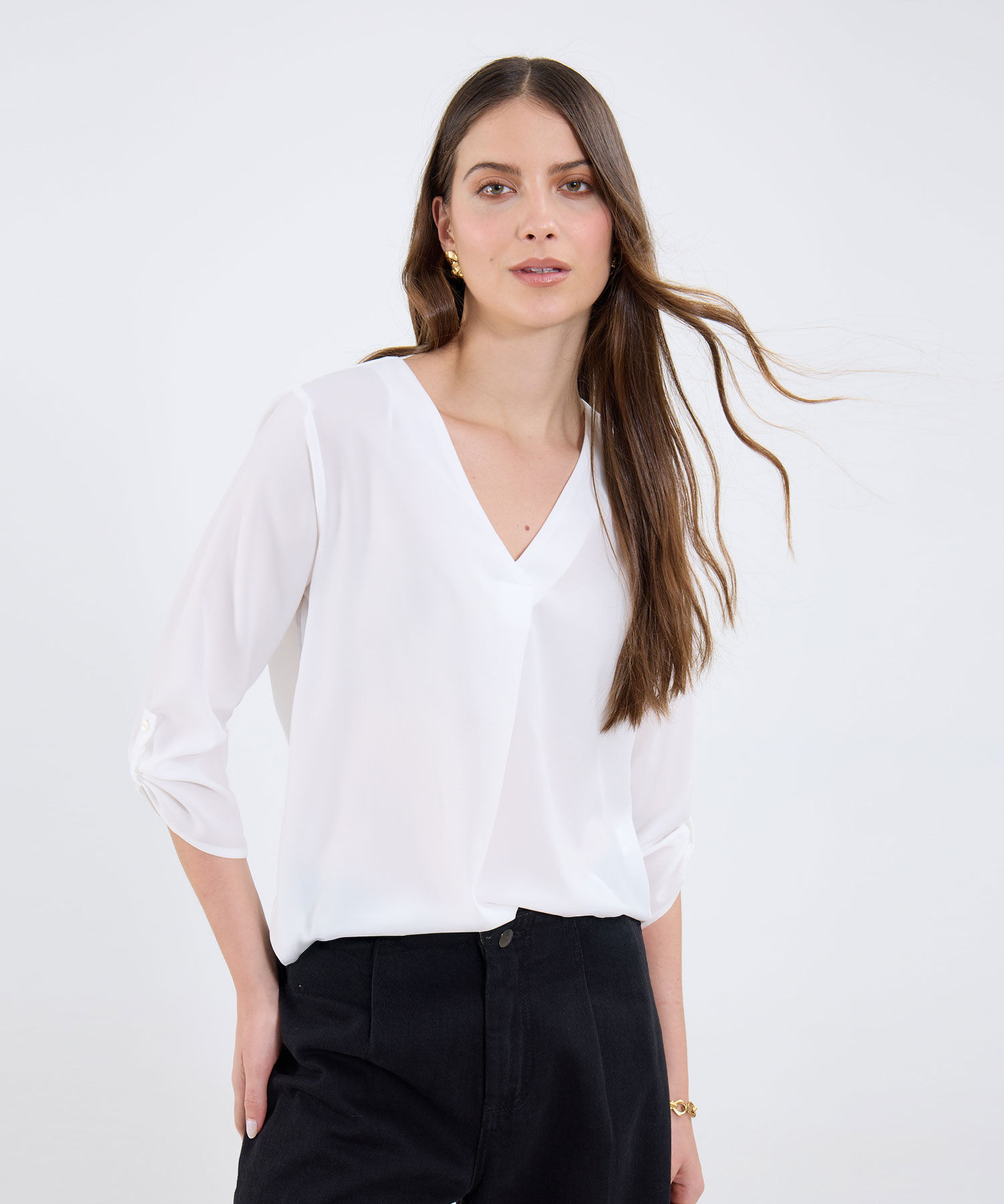 Blusa Manga ¾ Unicolor