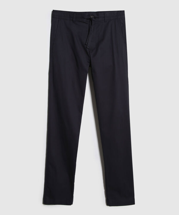 Pantalon Chino Unicolor Con Cordón