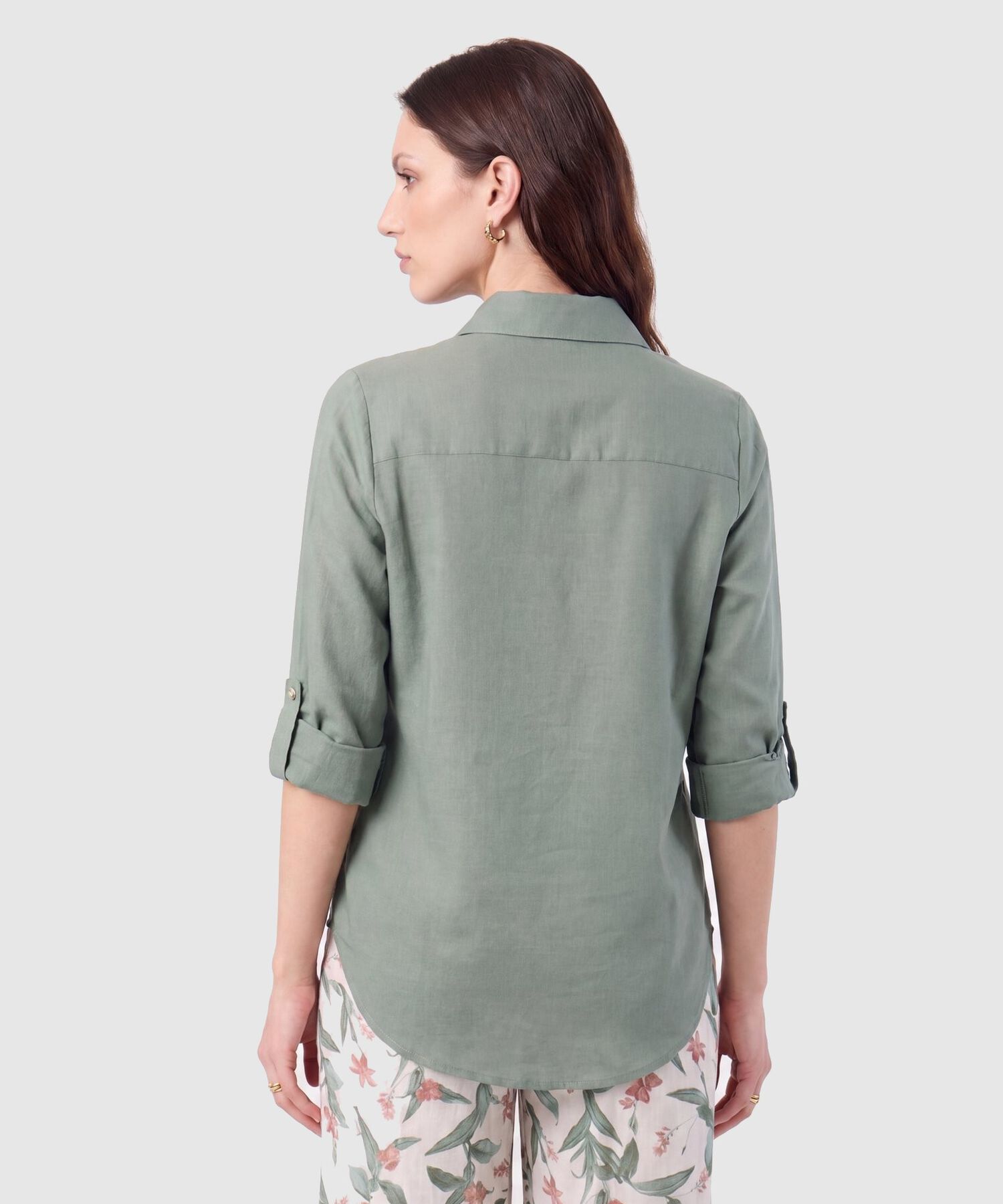 Camisa con Unicolor Manga Larga Para Mujer