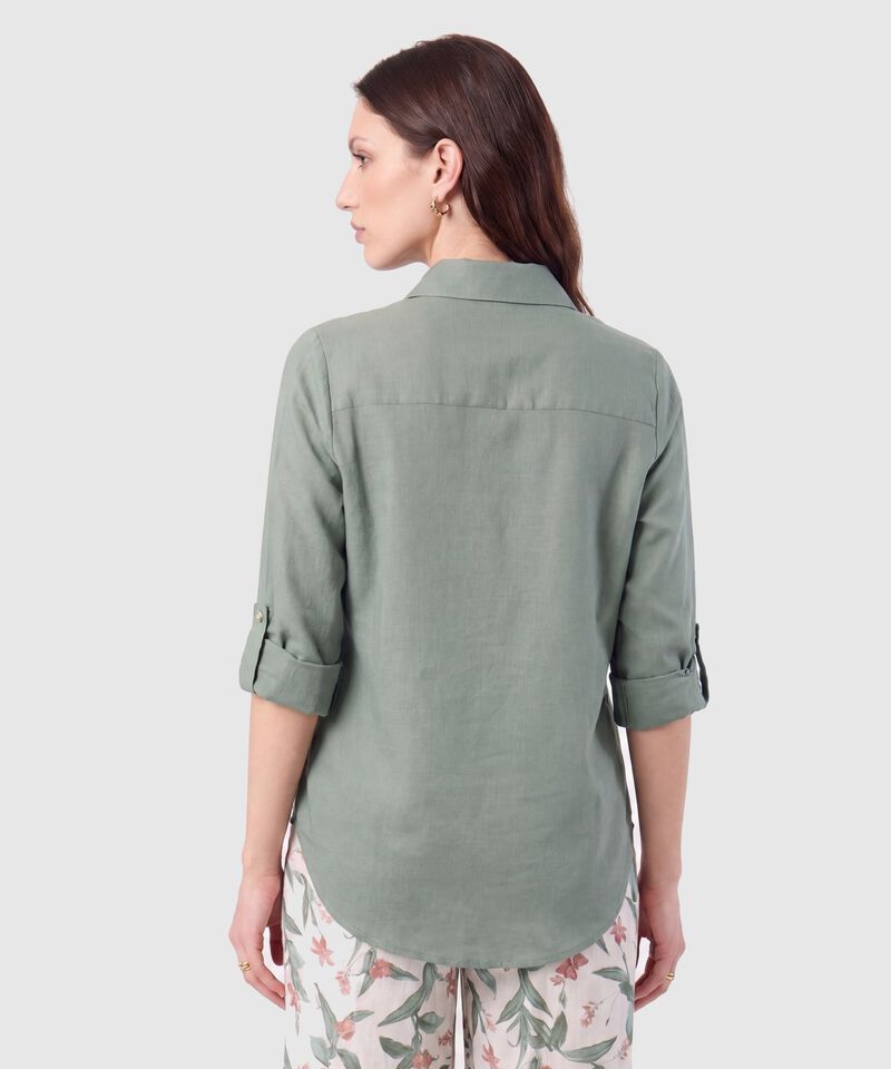 Camisa con Unicolor Manga Larga Para Mujer