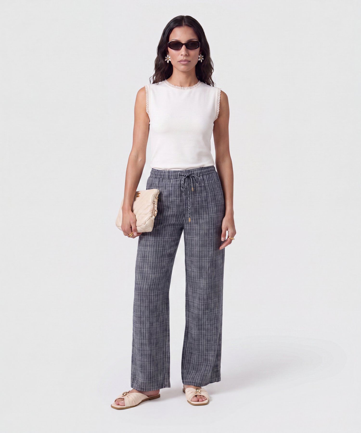 Pantal&oacute;n De Bota Ancha Con Cord&oacute;n Para Mujer