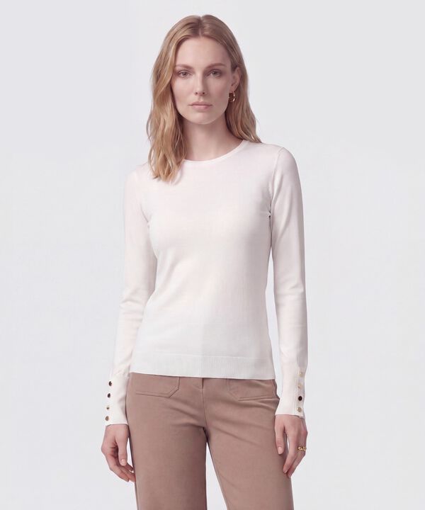 Saco Cuello Redondo Con Botones En Pu&ntilde;os