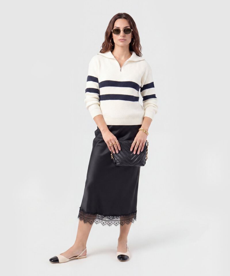 Saco Tejido Cuello Cremallera Para Mujer