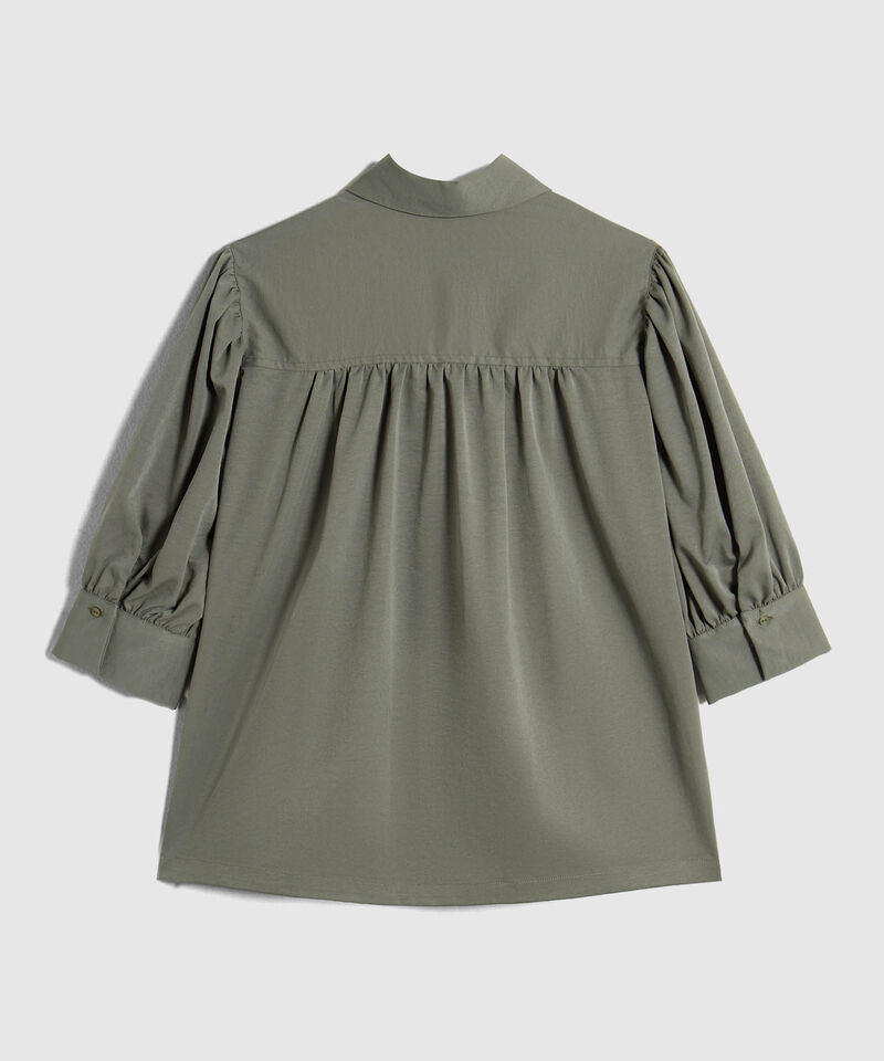 Camisa Camisera Con Mangas Recogidas Para Mujer