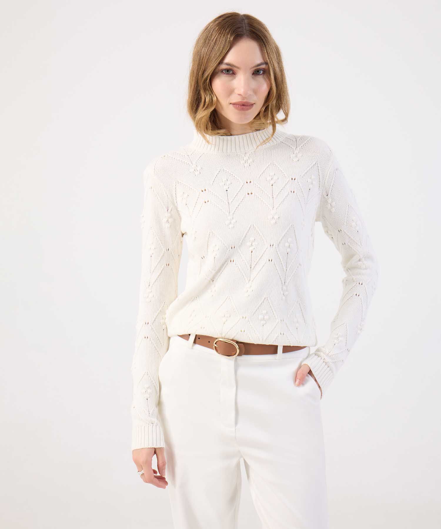 Saco Tejido Mujer Cuello Alto Estructurado