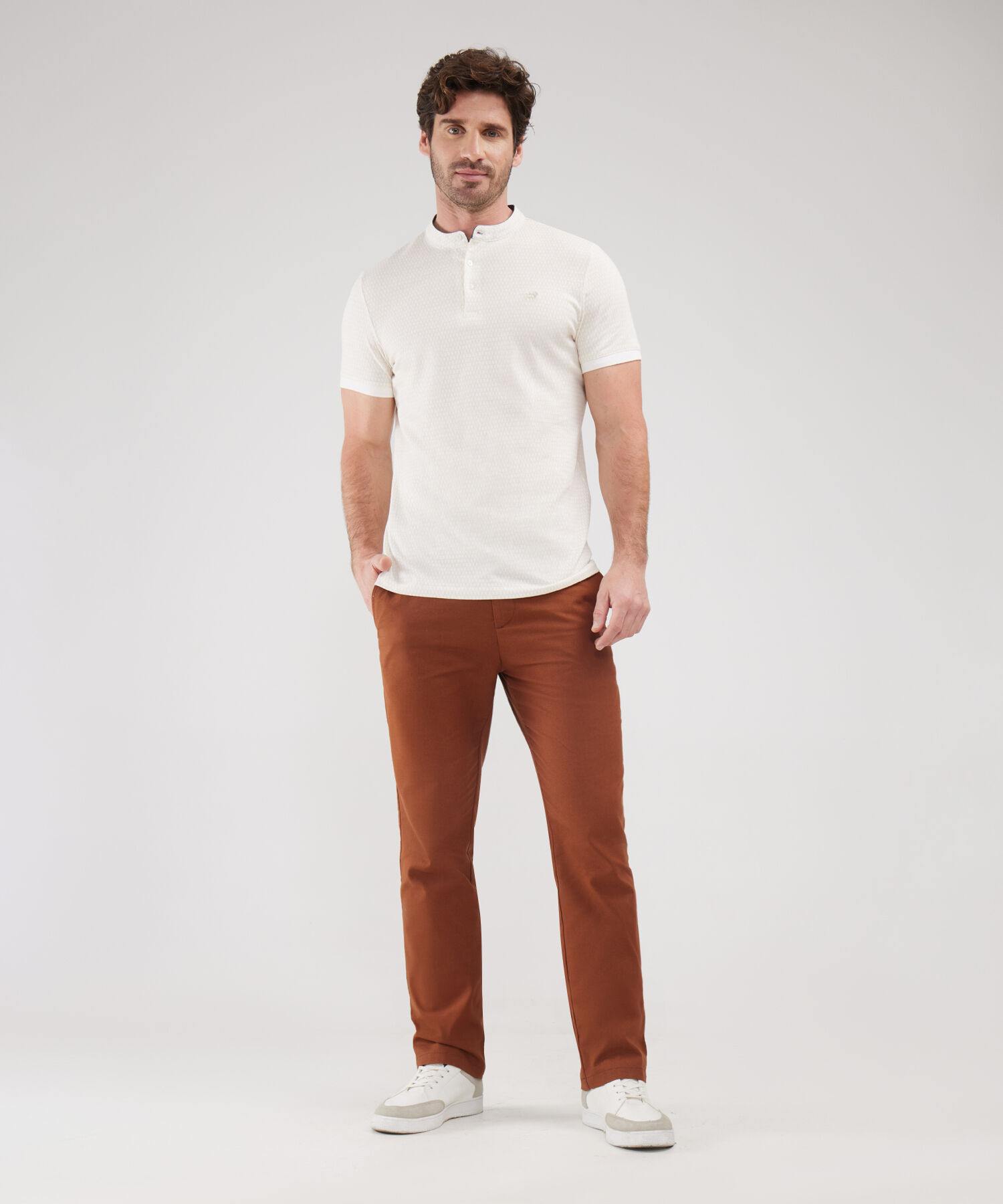 Polo Estampada, Cuello Mao