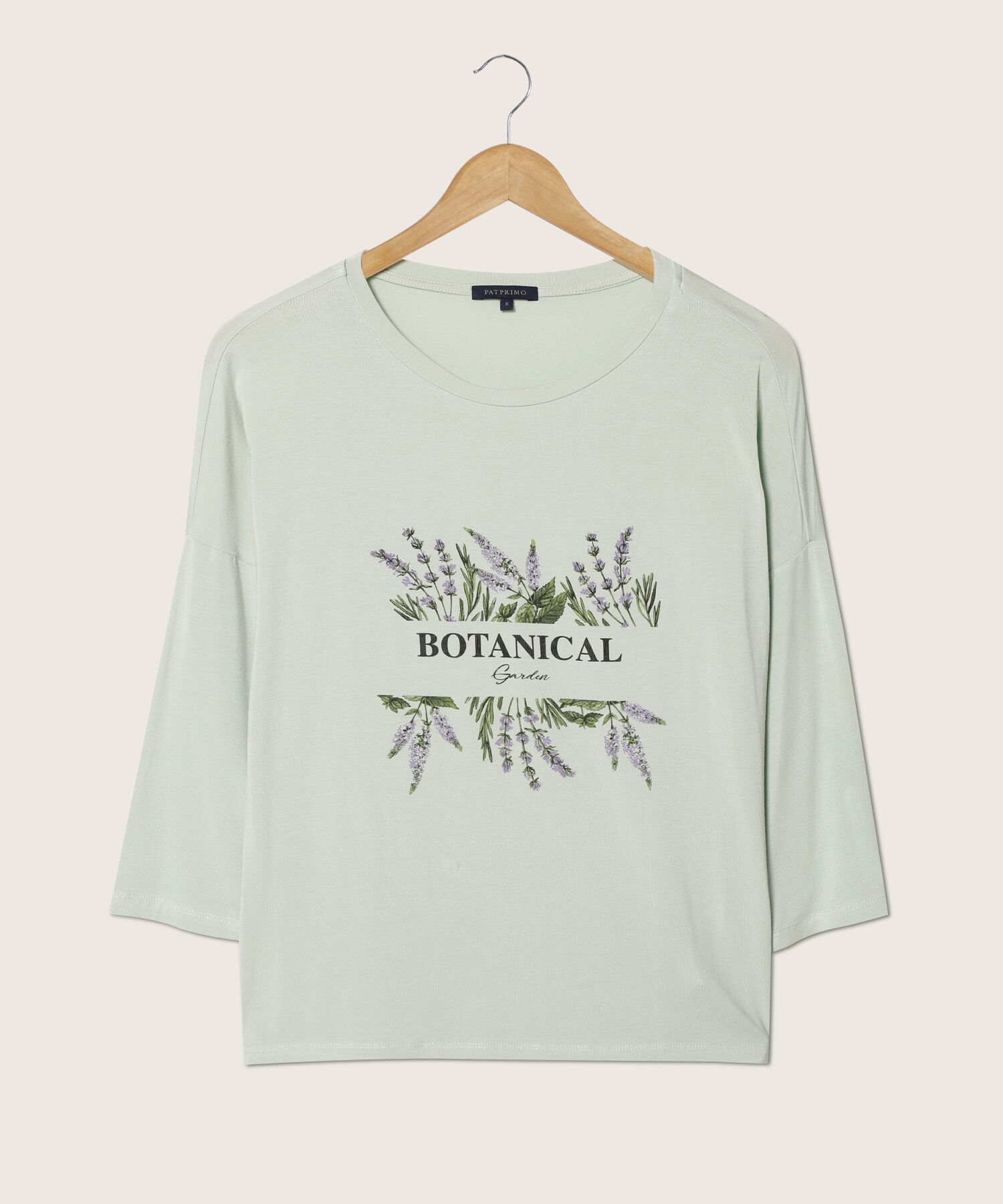 Camiseta Manga 3/4, Cuello Redondo Con Estampado Screen