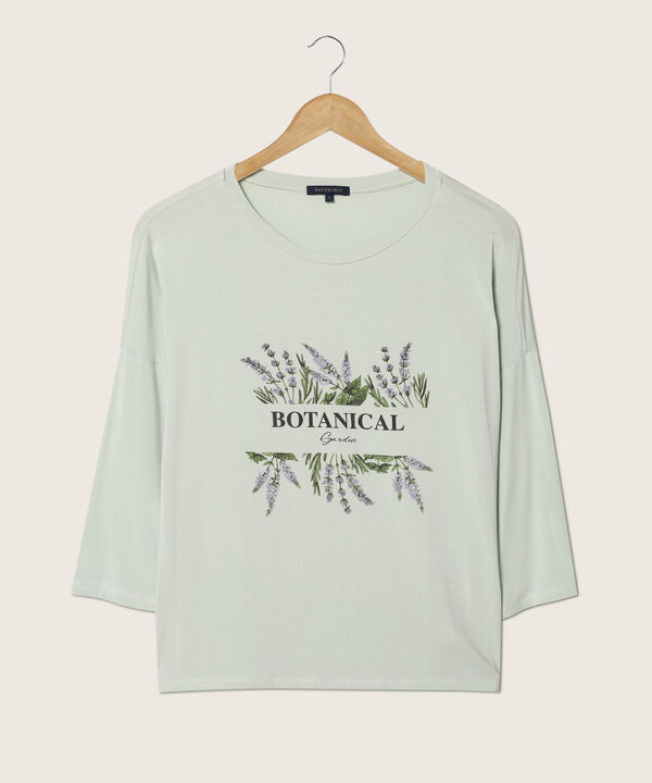 Camiseta Manga 3/4, Cuello Redondo Con Estampado Screen