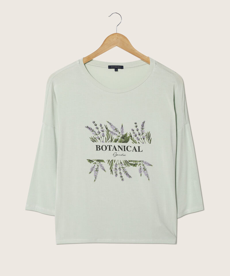 Camiseta Manga 3/4, Cuello Redondo Con Estampado Screen