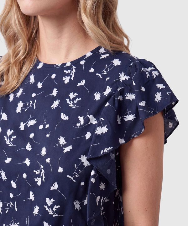 Blusa Con Volantes En Mangas Para Mujer