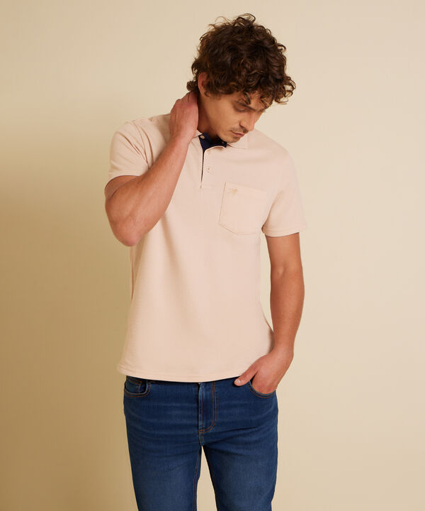 Polo Unicolor Textura, Cuello Tejido Con Bolsillo Y Silueta Slim Fit