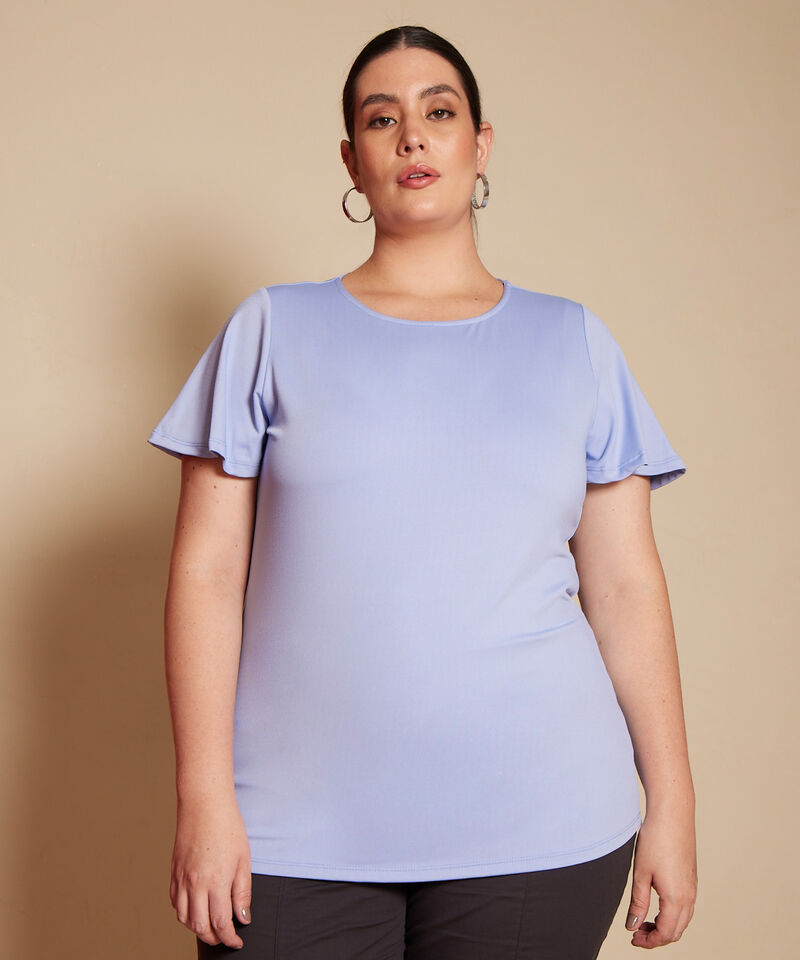 Camiseta Unicolor Manga Corta Cuello Redondo, Línea