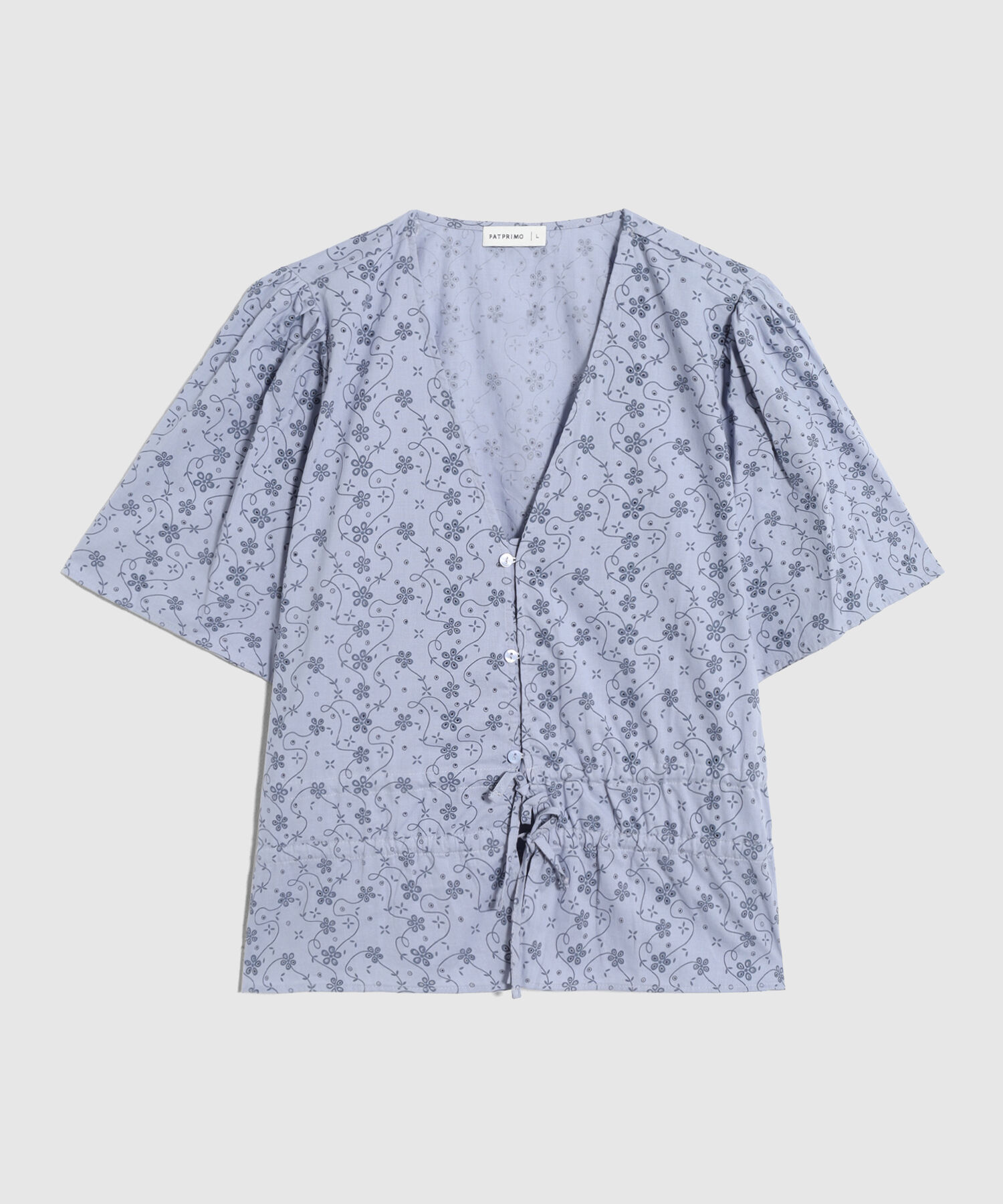 Blusa Con Nudo Ajustable Y Manga Corta Para Mujer