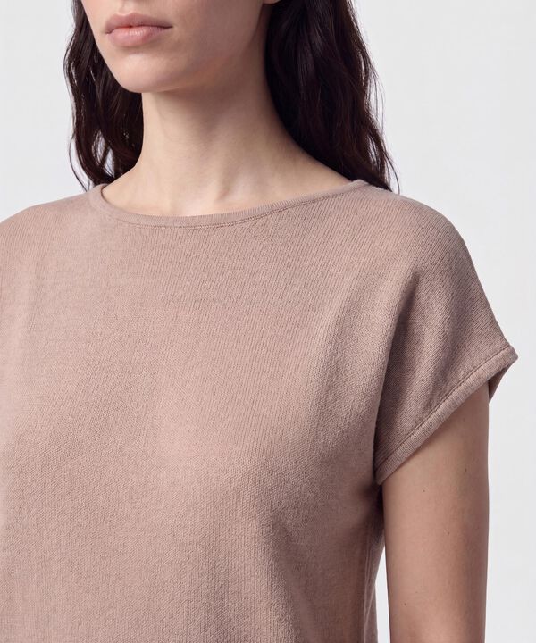 Camiseta de Punto Manga Corta Para Mujer