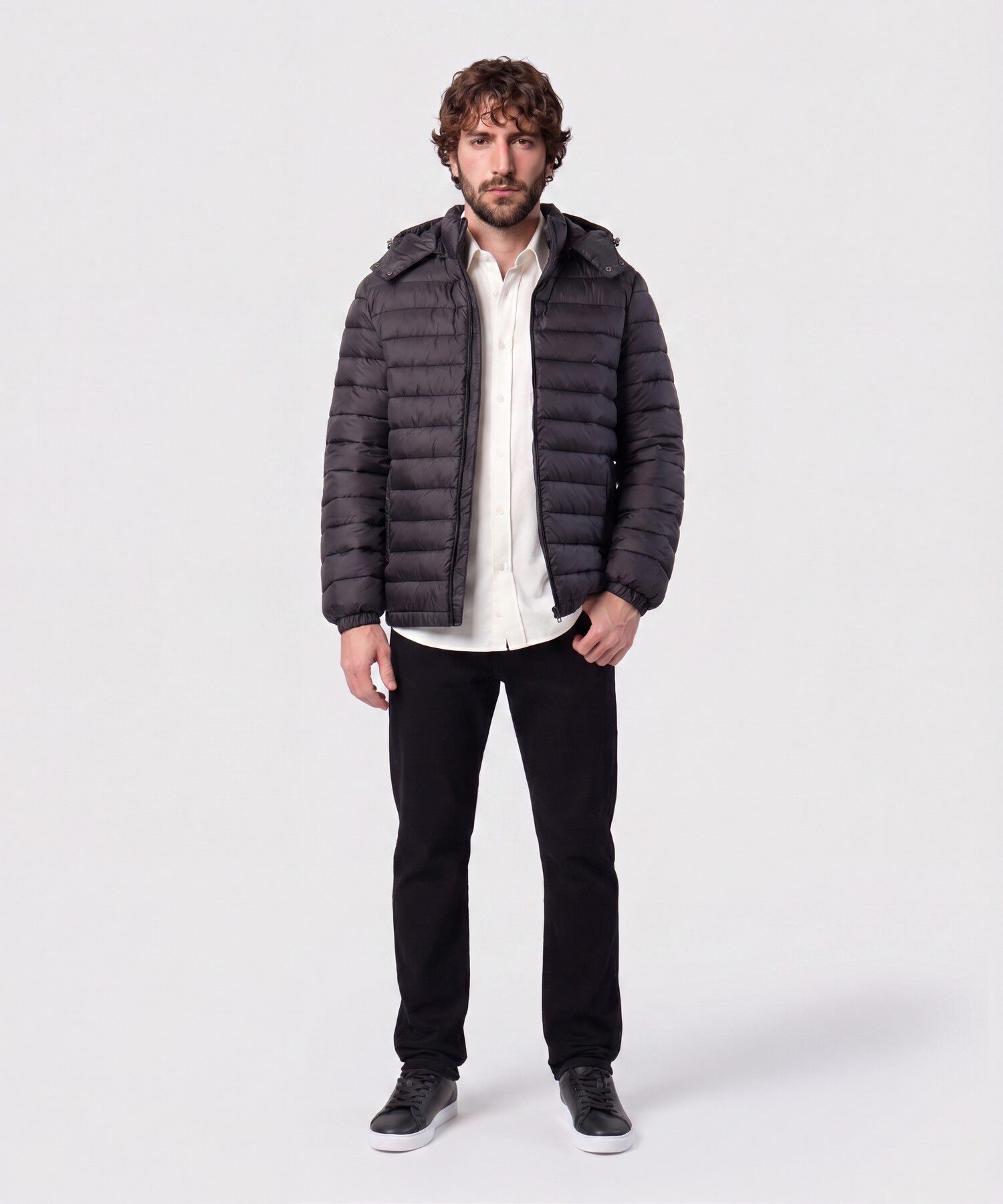 Chaqueta Acolchada Con Capota Hombre