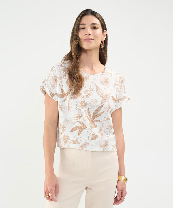Blusa Estampada en Efecto Lino image number null