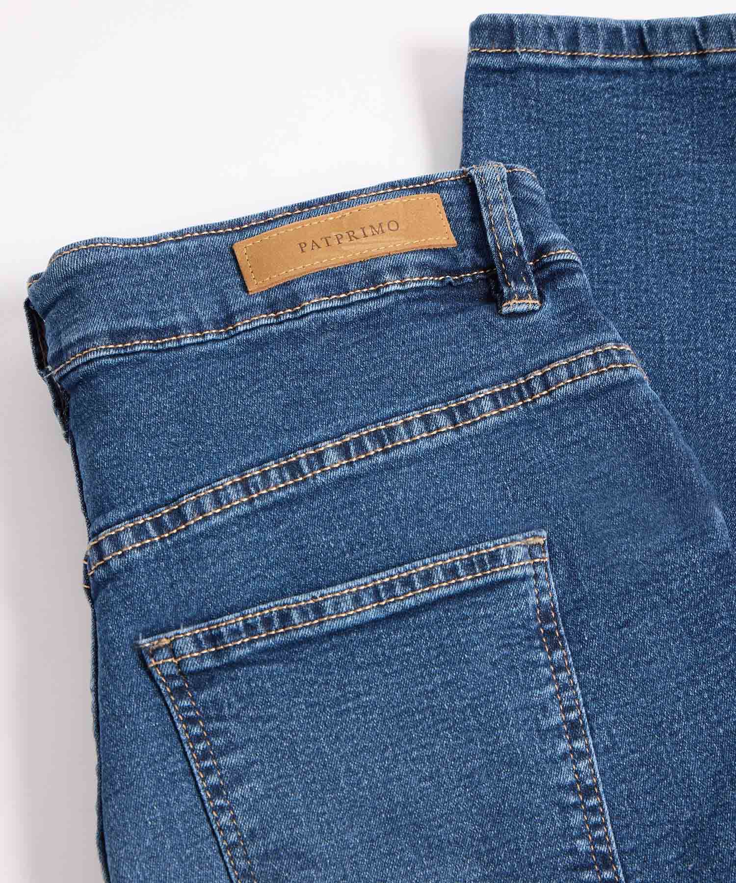 Jeans Tiro Alto De Cinco Bolsillos Para Mujer