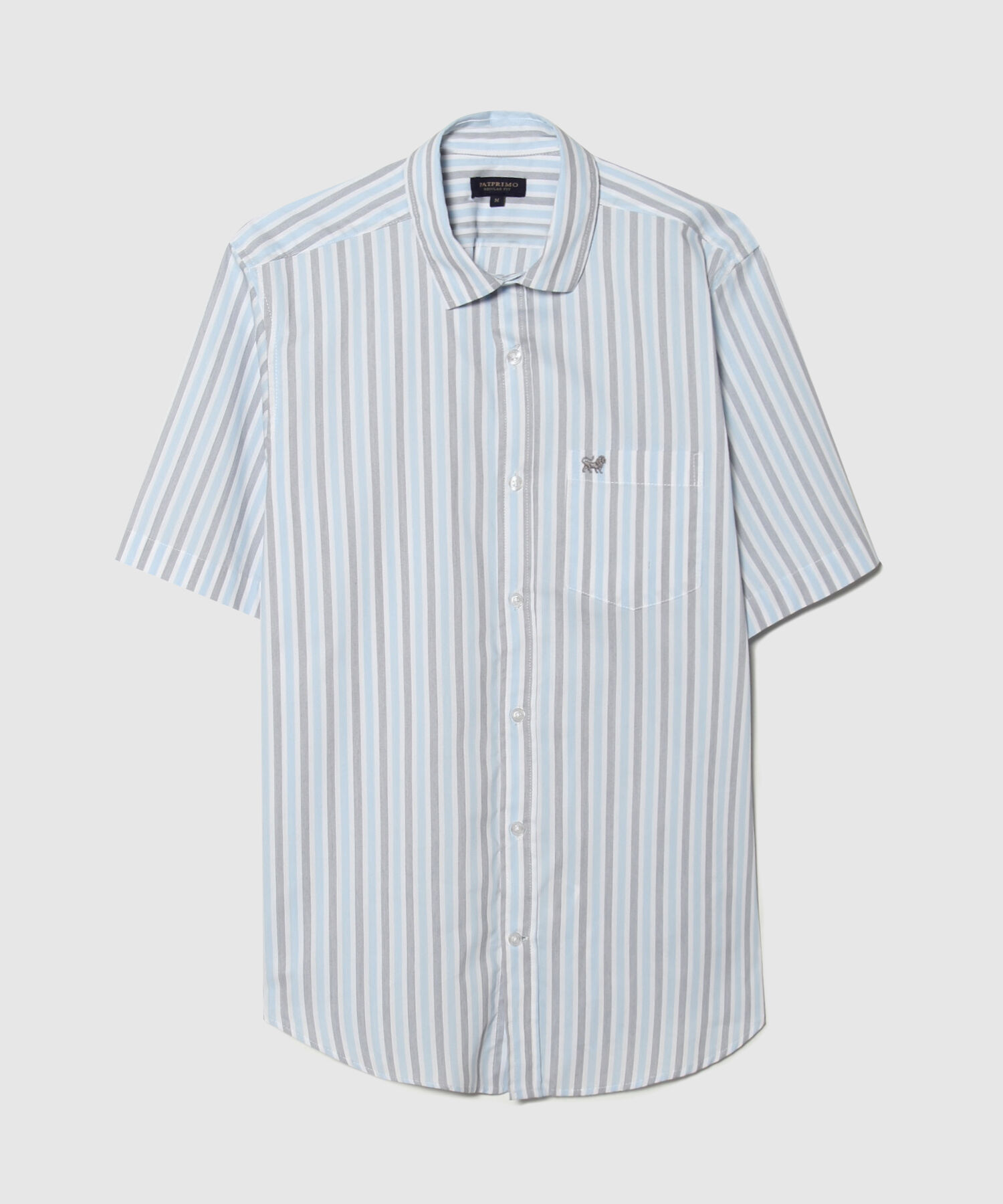Camisa Preteñida Manga Corta Con Bolsillo Y Silueta Regular Fit