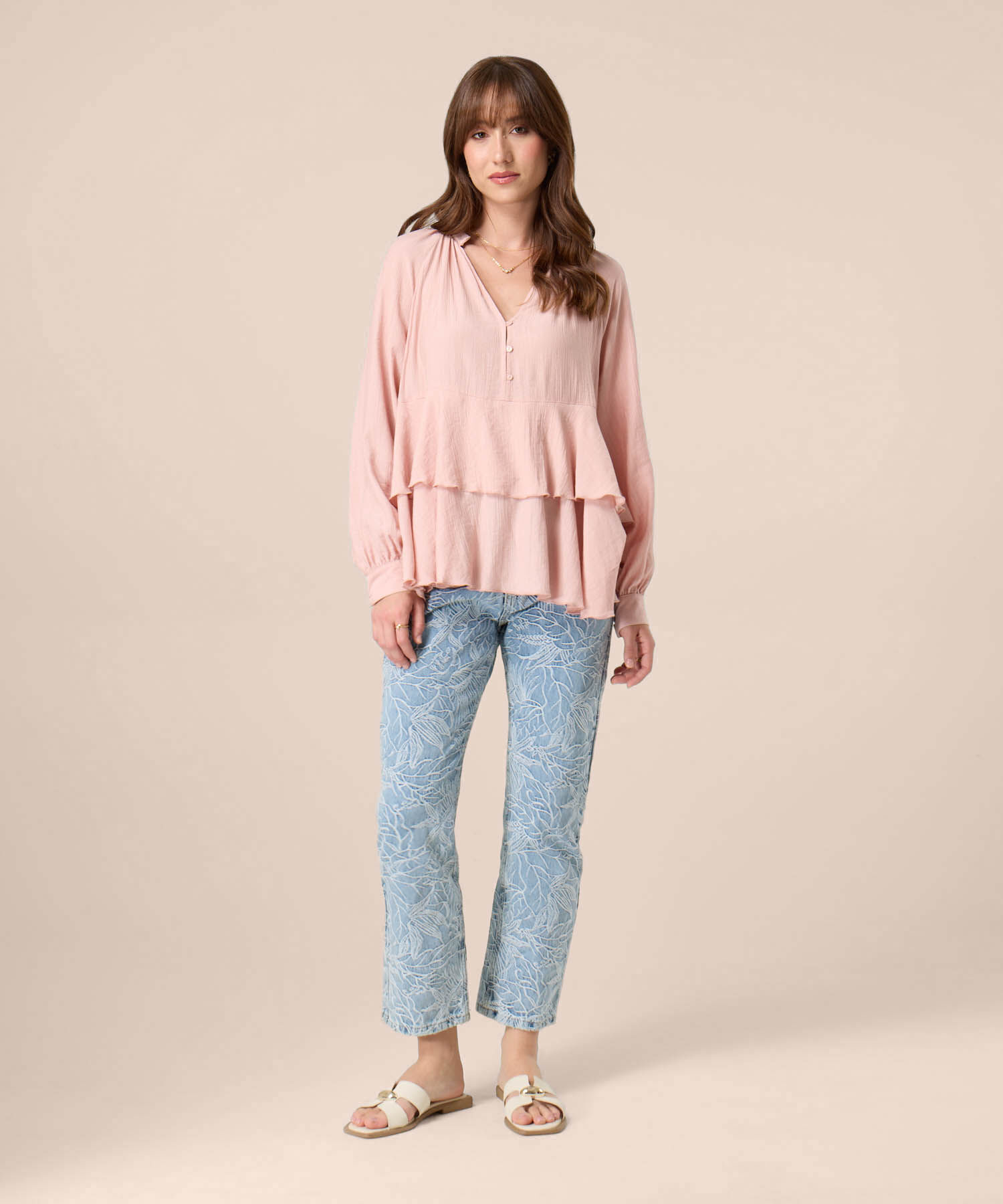 Blusa Con Ruedos Escalonados Para Mujer
