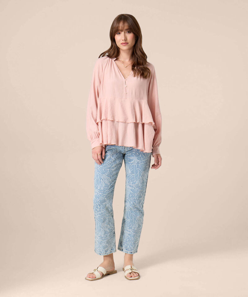 Blusa Con Ruedos Escalonados Para Mujer
